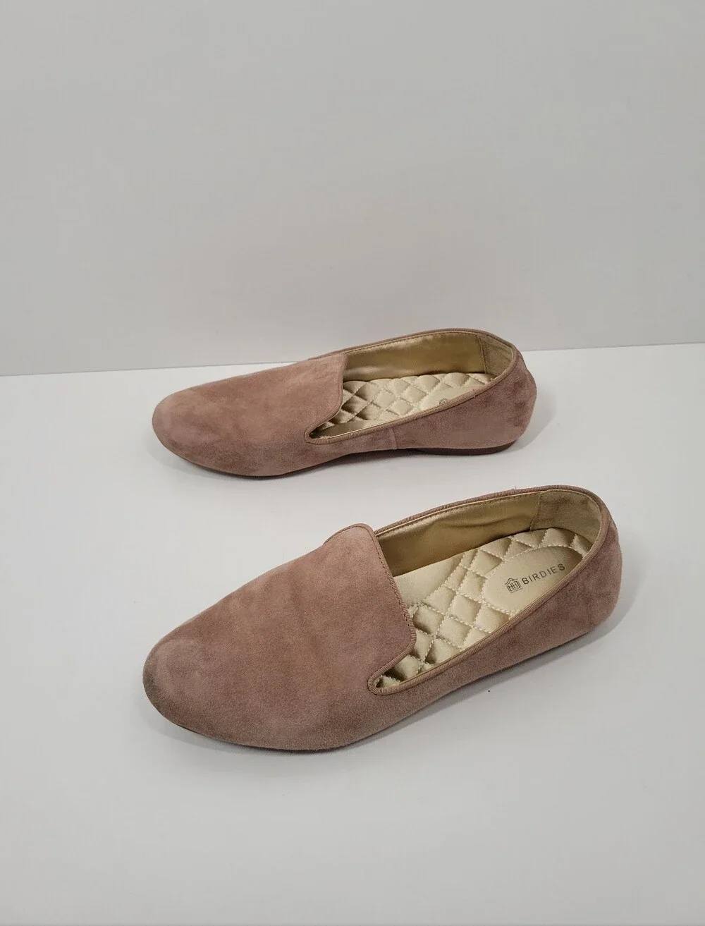 Birdies The Starling Beige Velvet Flats Smoking Slipper Loafer Shoe Women Size 8